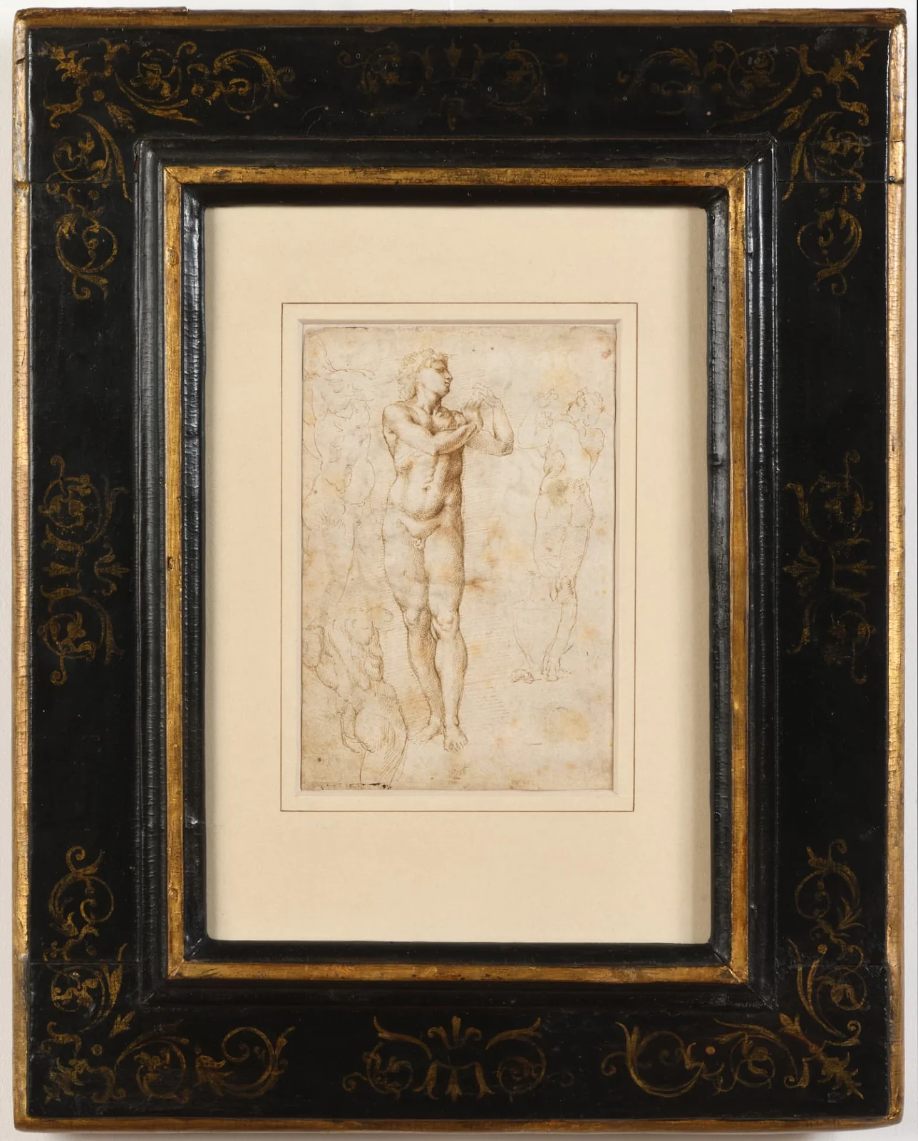 Framed Old Master figure study on paper